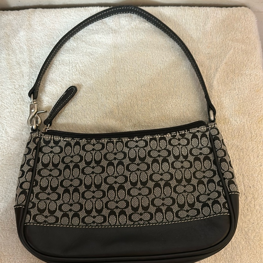 Coach Signature Small C Leather Canvas Purse.